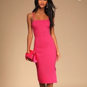 Paulina Hot Pink Bodycon Midi Dress - Lulus